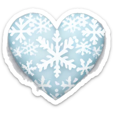 White heart with snowflakes  sticker