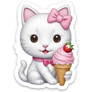 Hello kitty eating icecream sticker