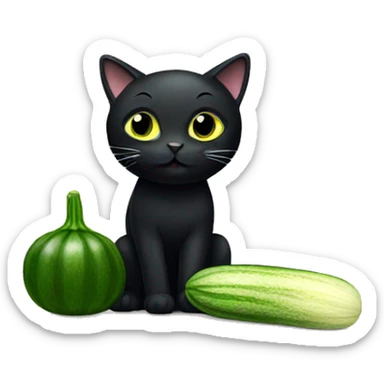 Black cat with zucchini sticker