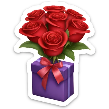 Bouquet of red roses in luxurious package for Valentine’s Day  sticker
