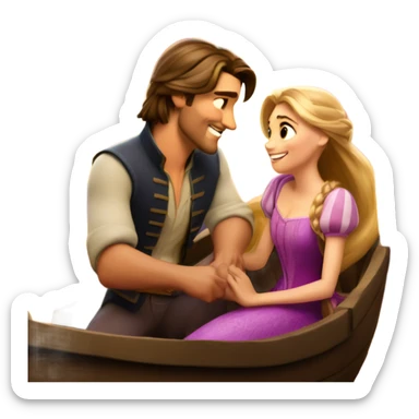 Rapunzel and Flynn Rider in the boat beneath the lanterns sticker