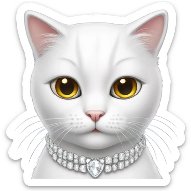 White cat with lashes and iced out jewelry  sticker