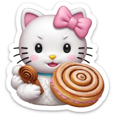 my emoji is hellokitty with cinnamon roll sticker
