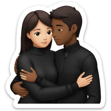 Two people comforting the other. They are facing each other. Silhouette only.  sticker