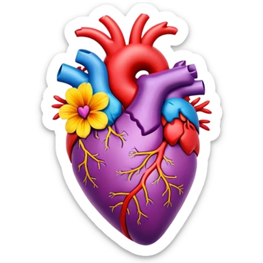 Blooming flowers anatomical heart sticker