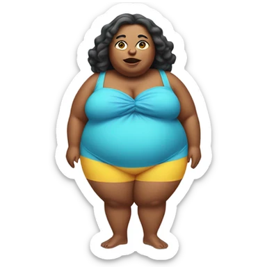 an extremely obese woman in a costume you would wear to the beach sticker