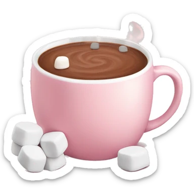 Light Pink mug of hot chocolate with marshmallows  sticker