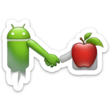 Android Logo holding hands with Apple Logo sticker