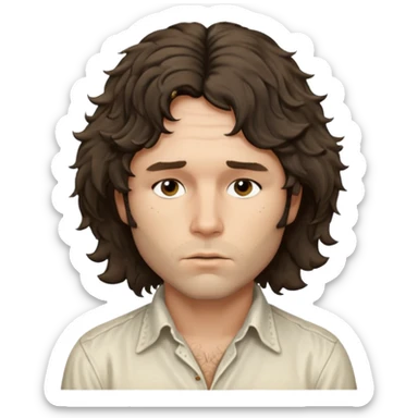 cinematic realistic ultra HD - a thoughtful, messy, shaggy Jim Morrison in a ivory Victorian shirt sticker