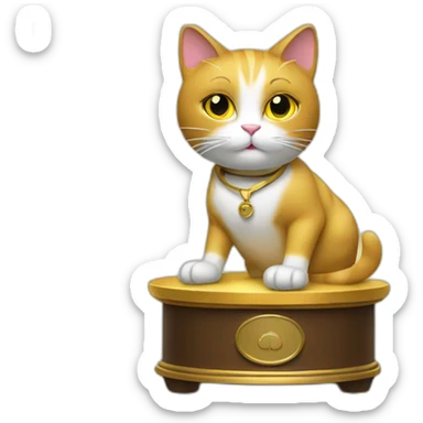 cat secretary sitting on top of the gold cloud sticker