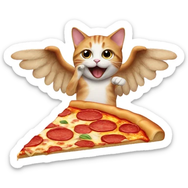 Cat eating pizza with wings sticker