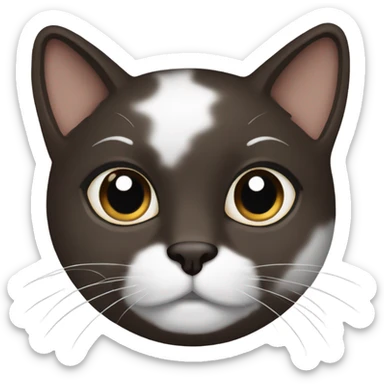 Dark brown beauty short and white Cat with black spot near the nose sticker