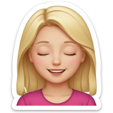 Happy blonde girl with eyes closed and mouth smiling sticker