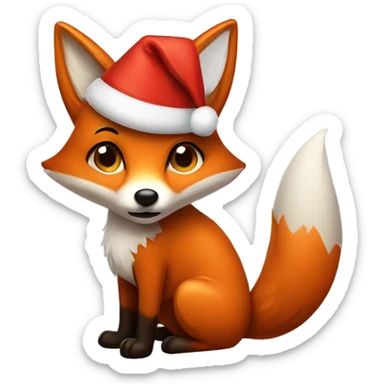 Fox with Chrismas hut sticker