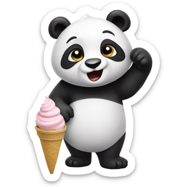 Panda eating ice cream sticker
