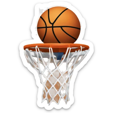 Basketball hitting front of basketball hoop rim with text saying “BRICK!” sticker