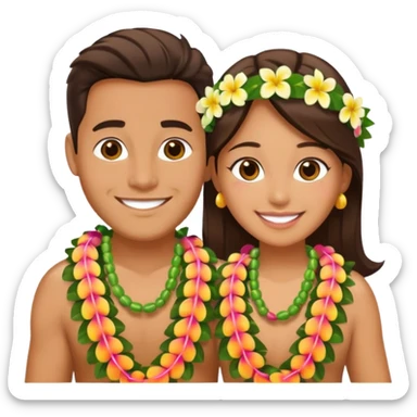 hawaiian couple sticker