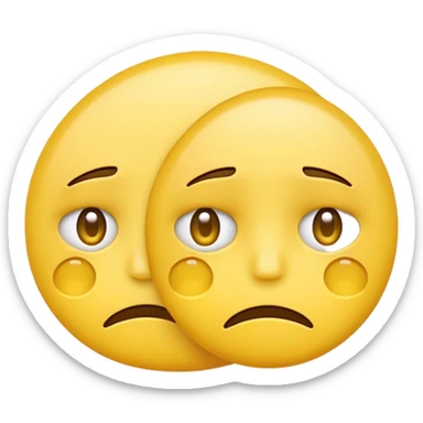 two unhappy yellow emojis overlapping 50% sticker