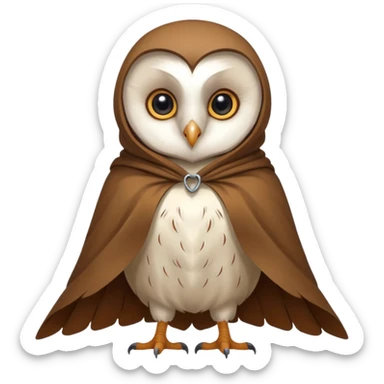 white barn owl in brown cloak sticker