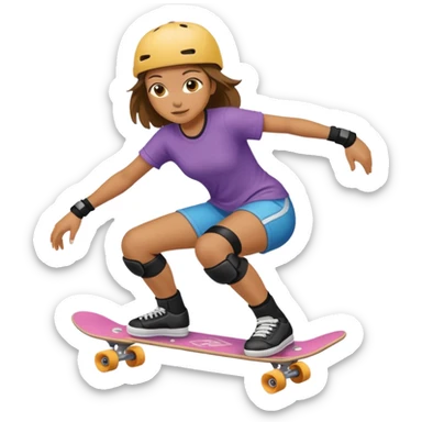 Knee pad woman skateboarder sticker