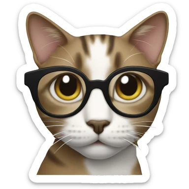 cat black glasses sticker