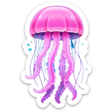 Pink shining jellyfish with sparkles sticker
