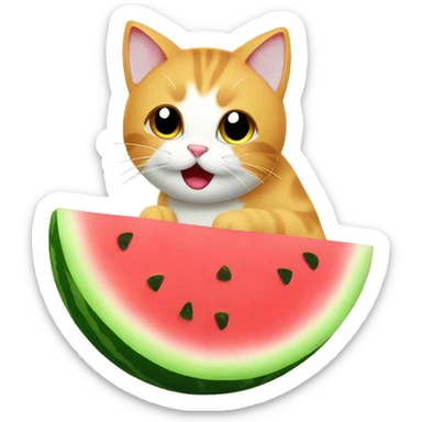 cat eating watermelon cute sticker