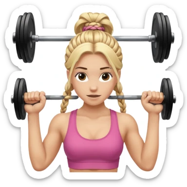 pale gym girl with blonde braided hair lifting weights sticker