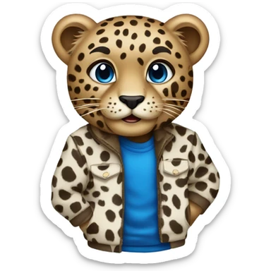 leopardo con ropa azul sticker