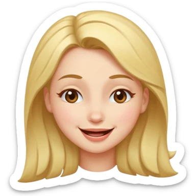 Girl winking with her left eye closed, happy face,  sticker