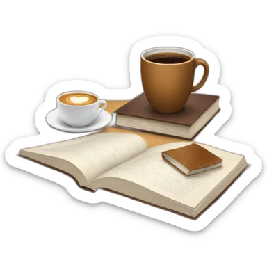 Table with coffee and book sticker