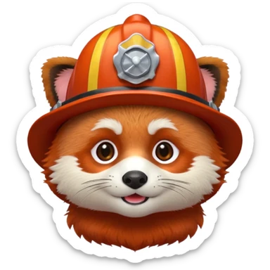 a red Panda head with a fireman's hat  sticker