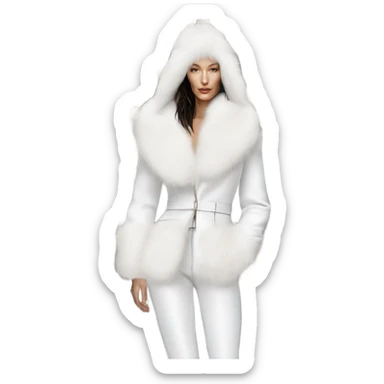 Bella hadid in white fur, minimalist style  sticker