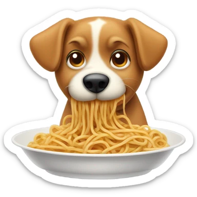Dog eating spaghetti sticker