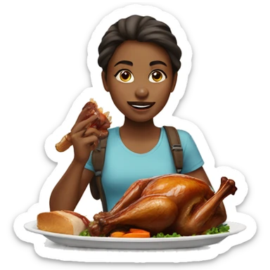 Girl eating a turkey leg sticker
