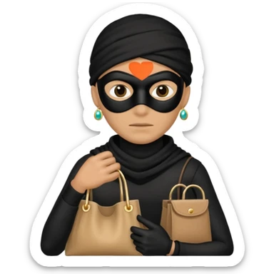 Thief with black mask and stolen jewelry bag sticker
