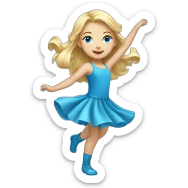 little blonde girl with blue eyes dancing sticker