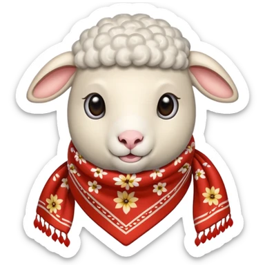 sheep with decorative scarf sticker