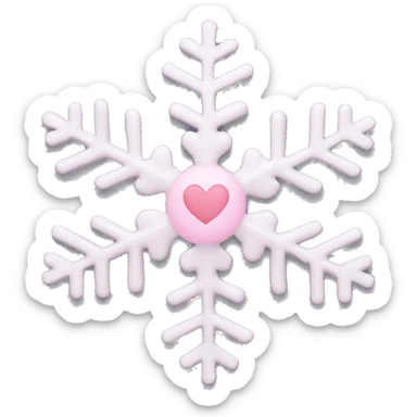 Snowflake with a light pink heart in the middle ￼ sticker