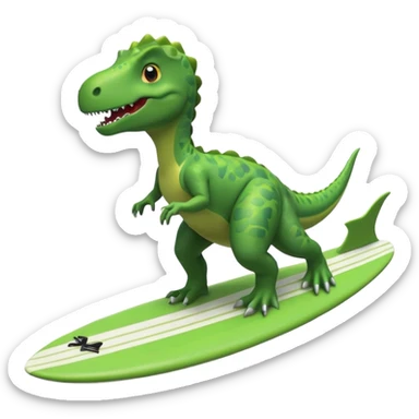 Dinosaur on a surfboard sticker