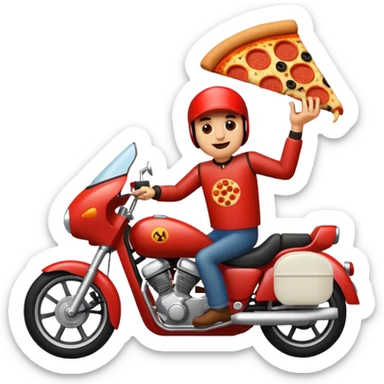 Pizza riding a motorcycle  sticker