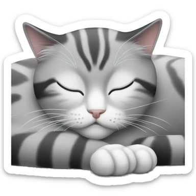 Whiskas cat soft grey black white sleeps with closed eyes  sticker