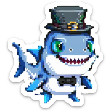 shark wearing a top hat and monocle sticker
