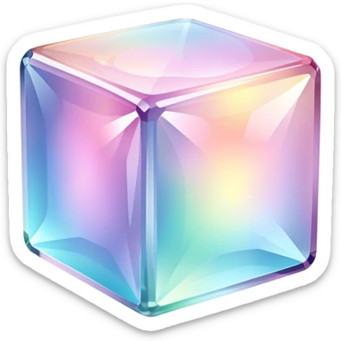 Sparkly glossy Pastel iridescent glass crystal cube sticker