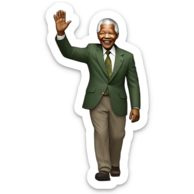 Nelson Mandela walking and waving sticker