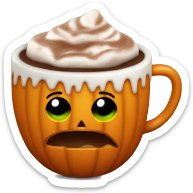 Hot cocoa in a pumpkin-shaped cup sticker