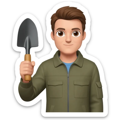 archaelogist with tool sticker