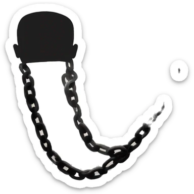 silhouetted humanoid with a chain around its neck sticker