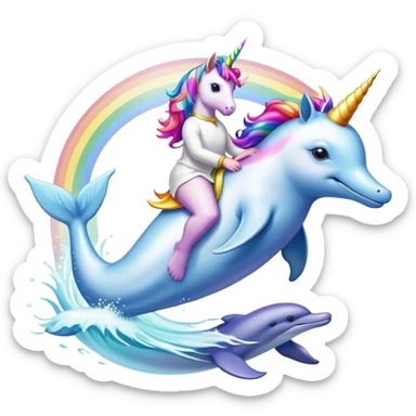Unicorn riding dolphin sticker