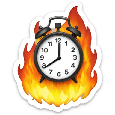 timer clock on fire sticker